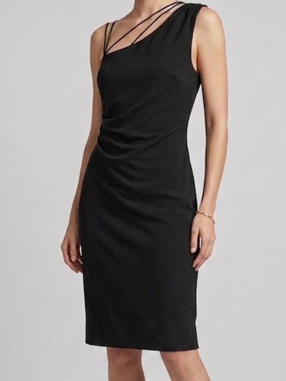 VTG Express Black One-Shoulder Midi Dress Reversible